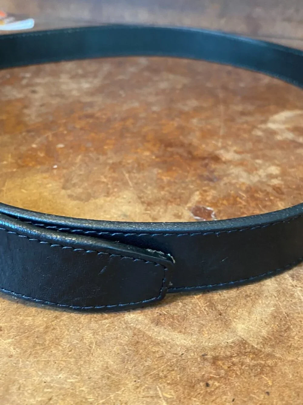 Vintage Black Leather Belt Size 38